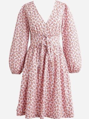 J Crew V-neck cotton poplin mini dress in peony paisley